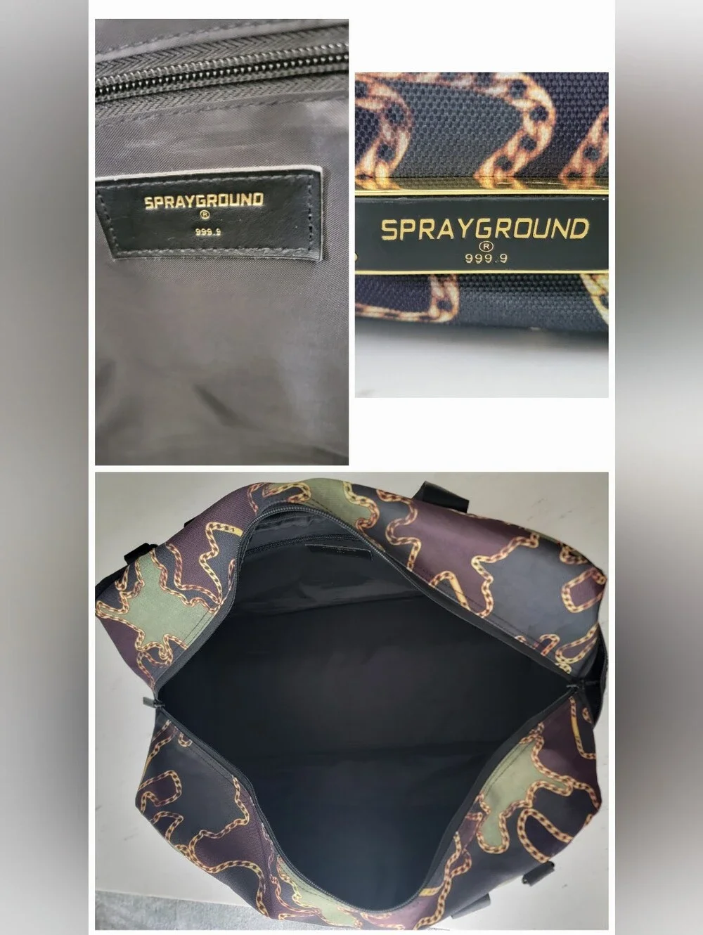 Sprayground Gold Chain Camo Duffle Bag 20